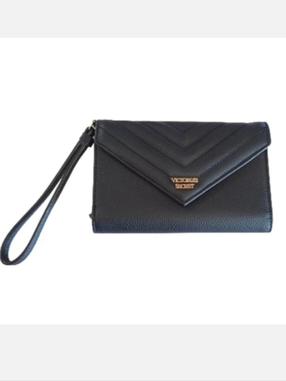 Victoria's Secret faux leather black wallet wristlet clutch mini purse bag